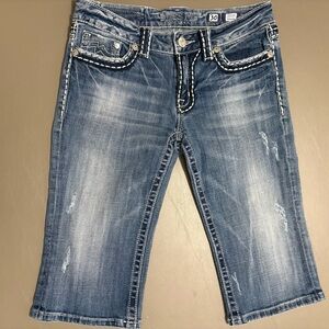 Miss Me Distressed Irene Bermuda Jean Shorts Waist 30” EUC